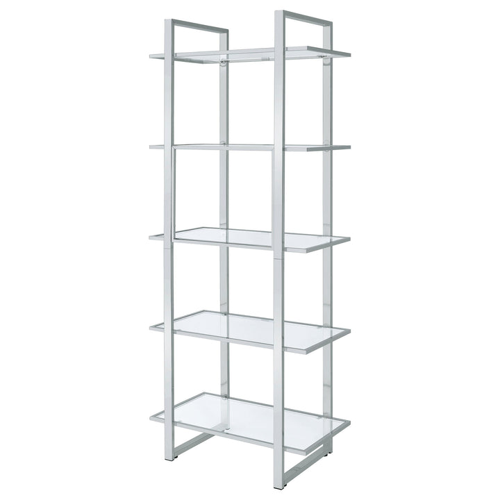 Coaster Furniture 805538 Hartford 79-inch 5-shelf Glass Bookshelf Chrome