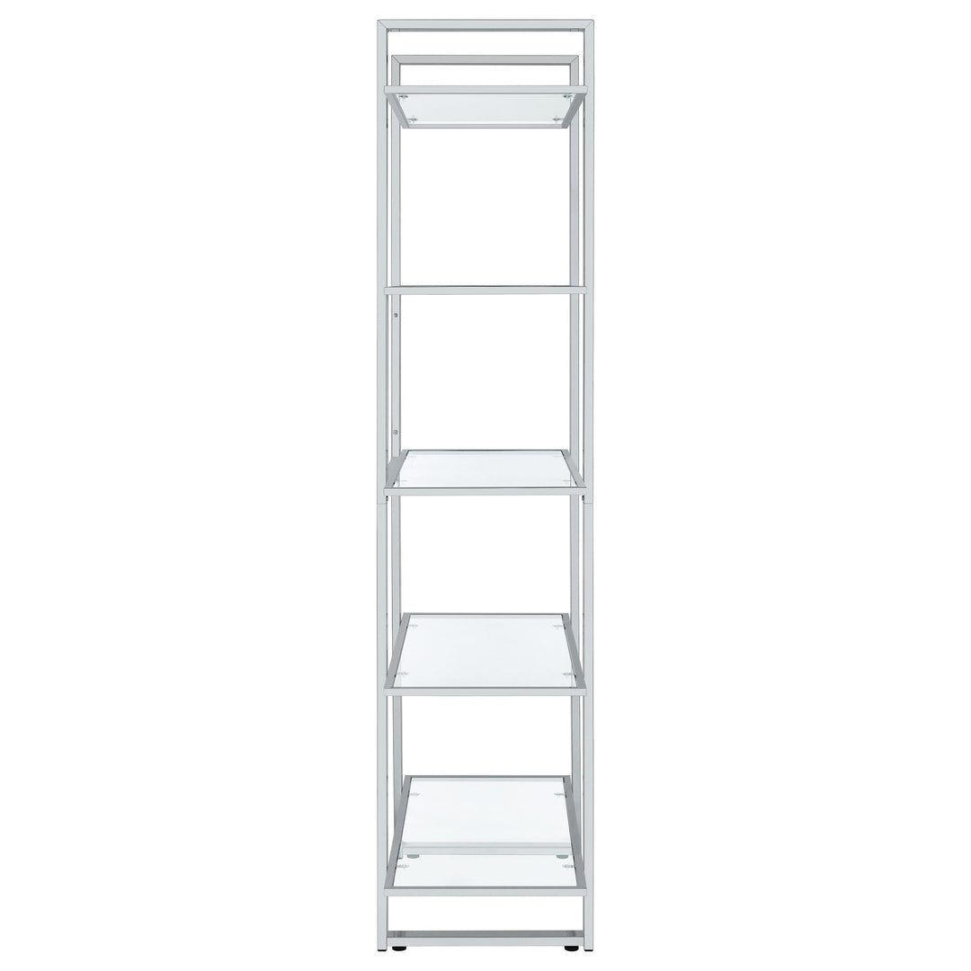 Coaster Furniture 805538 Hartford 79-inch 5-shelf Glass Bookshelf Chrome