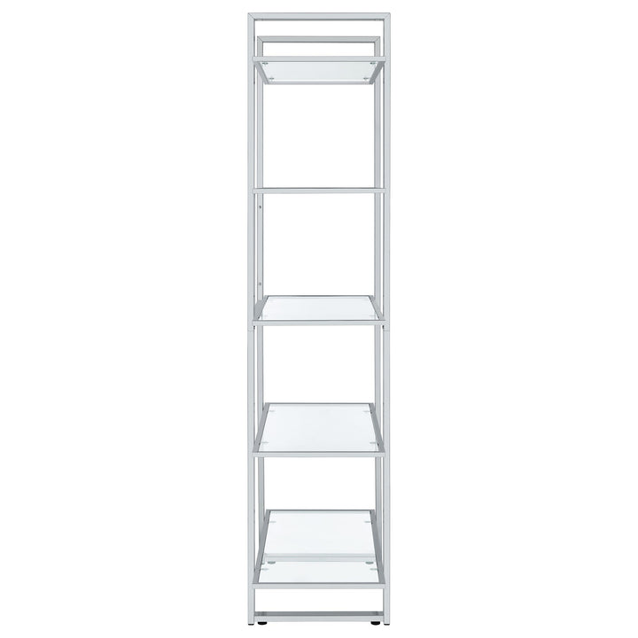 Coaster Furniture 805538 Hartford 79-inch 5-shelf Glass Bookshelf Chrome