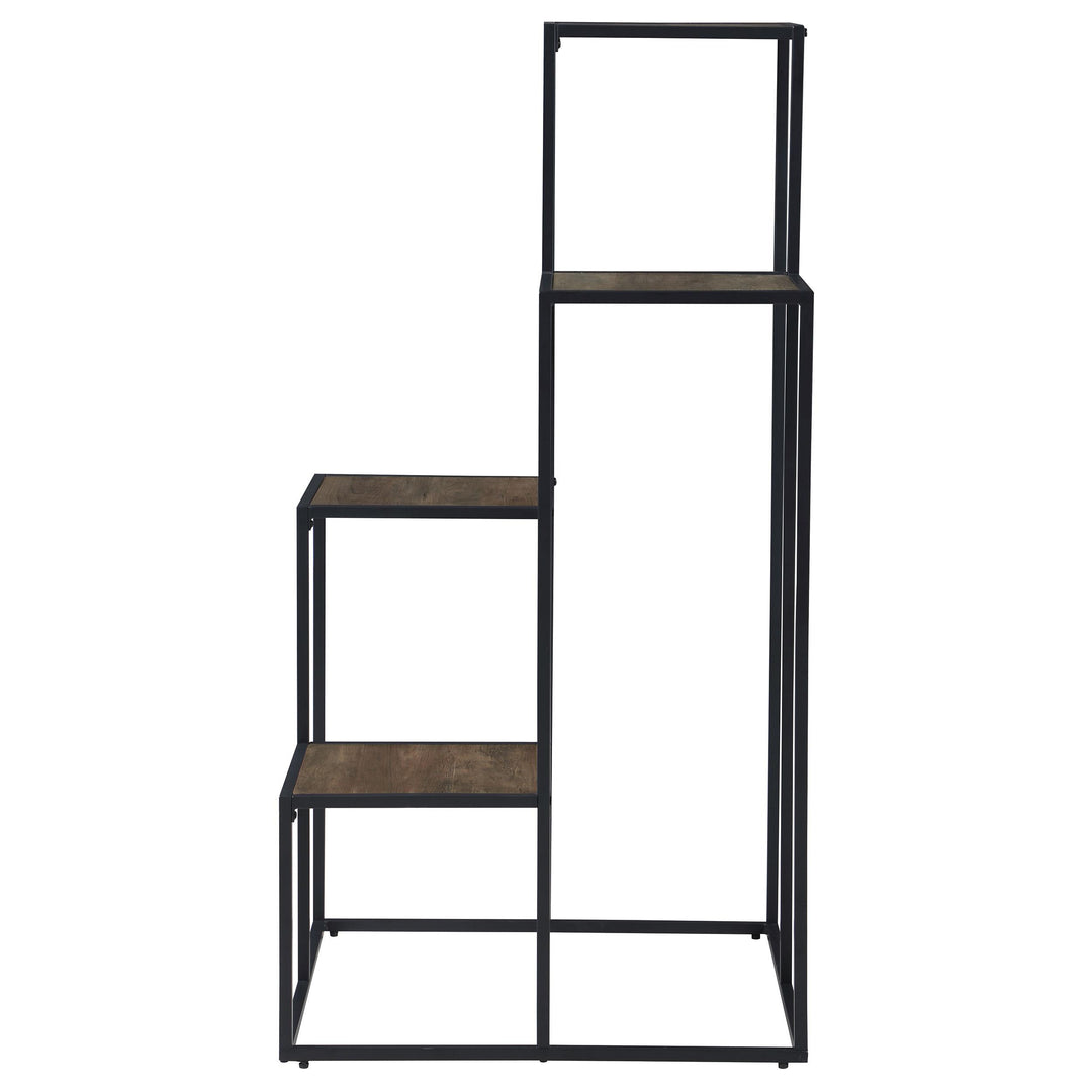 Coaster Furniture 805670 Rito 4-tier Multi-Display Shelf Rustic Brown and Black