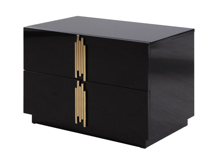 Token  Modern Black + Gold Wide Nightstand
