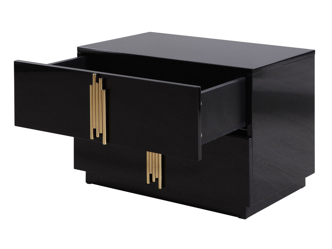 Token - Modern Black + Gold Wide Nightstand