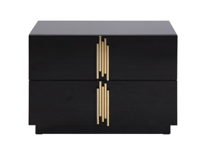 Token - Modern Black + Gold Wide Nightstand