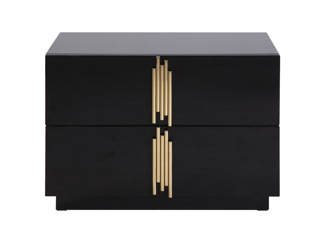 Token - Modern Black + Gold Wide Nightstand