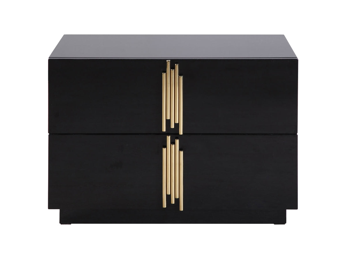 Token - Modern Black + Gold Wide Nightstand - View 2
