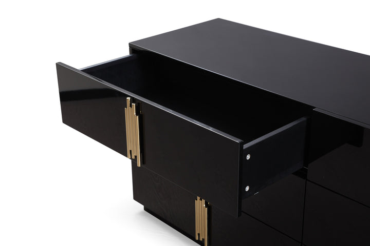 Token - Modern Black + Gold Wide Dresser