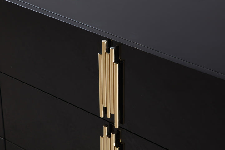 Token - Modern Black + Gold Wide Dresser