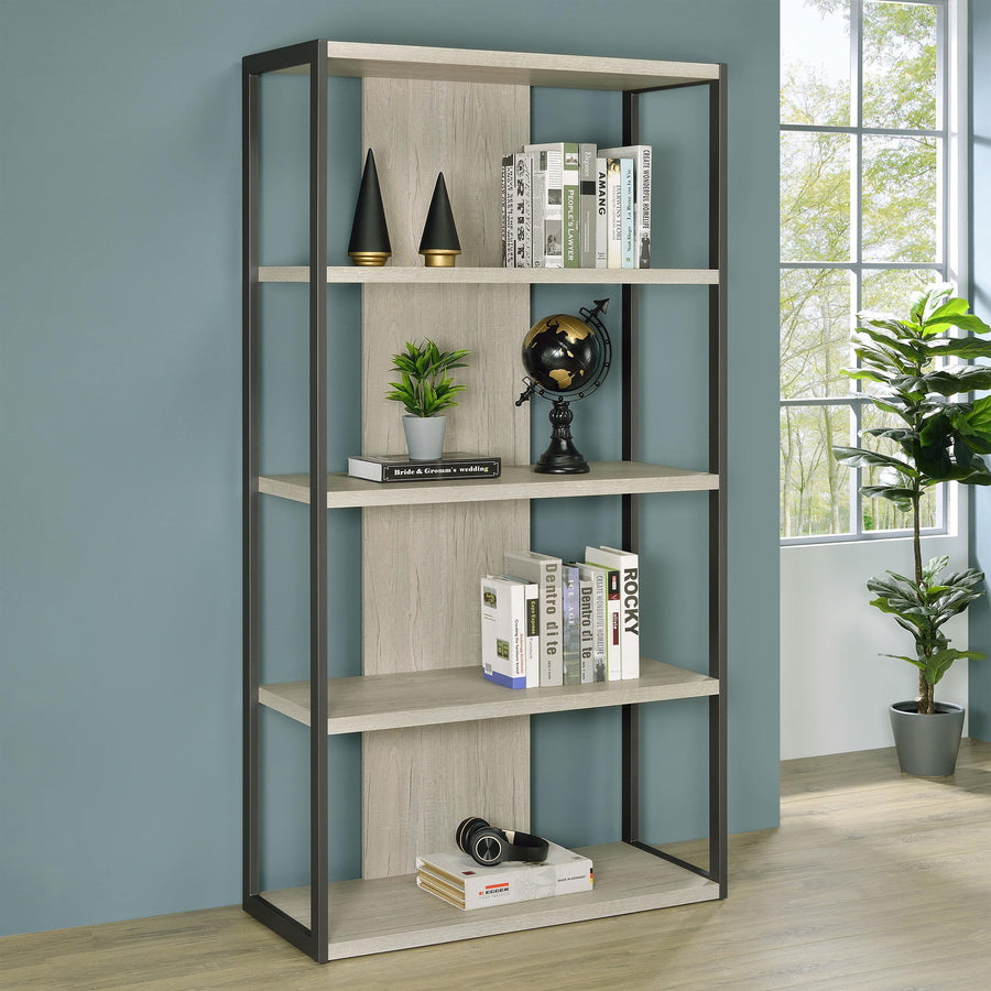 Coaster Furniture 805883 Loomis 72-inch 4-shelf Bookshelf Whitewashed Grey