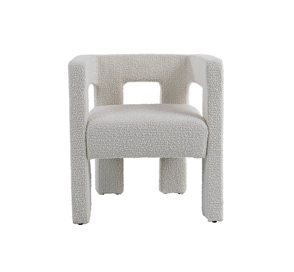 Drea - Modern White Fabric Dining Chair - View 4
