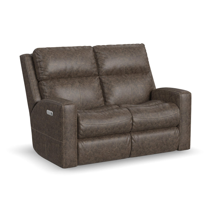 Score Leather Power Reclining Loveseat with Power Headrests &amp; Lumbar