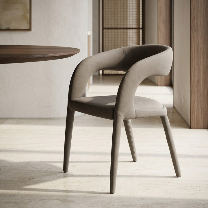 Faerron - Modern Grey Leatherette Dining Chair
