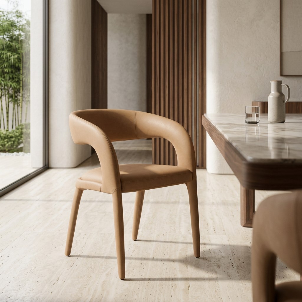 Faerron - Modern Tan Leatherette Dining Chair