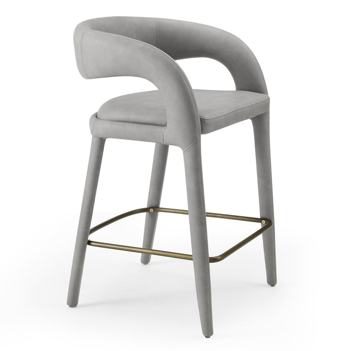 Faerron - Modern Grey Leatherette Counter Chair