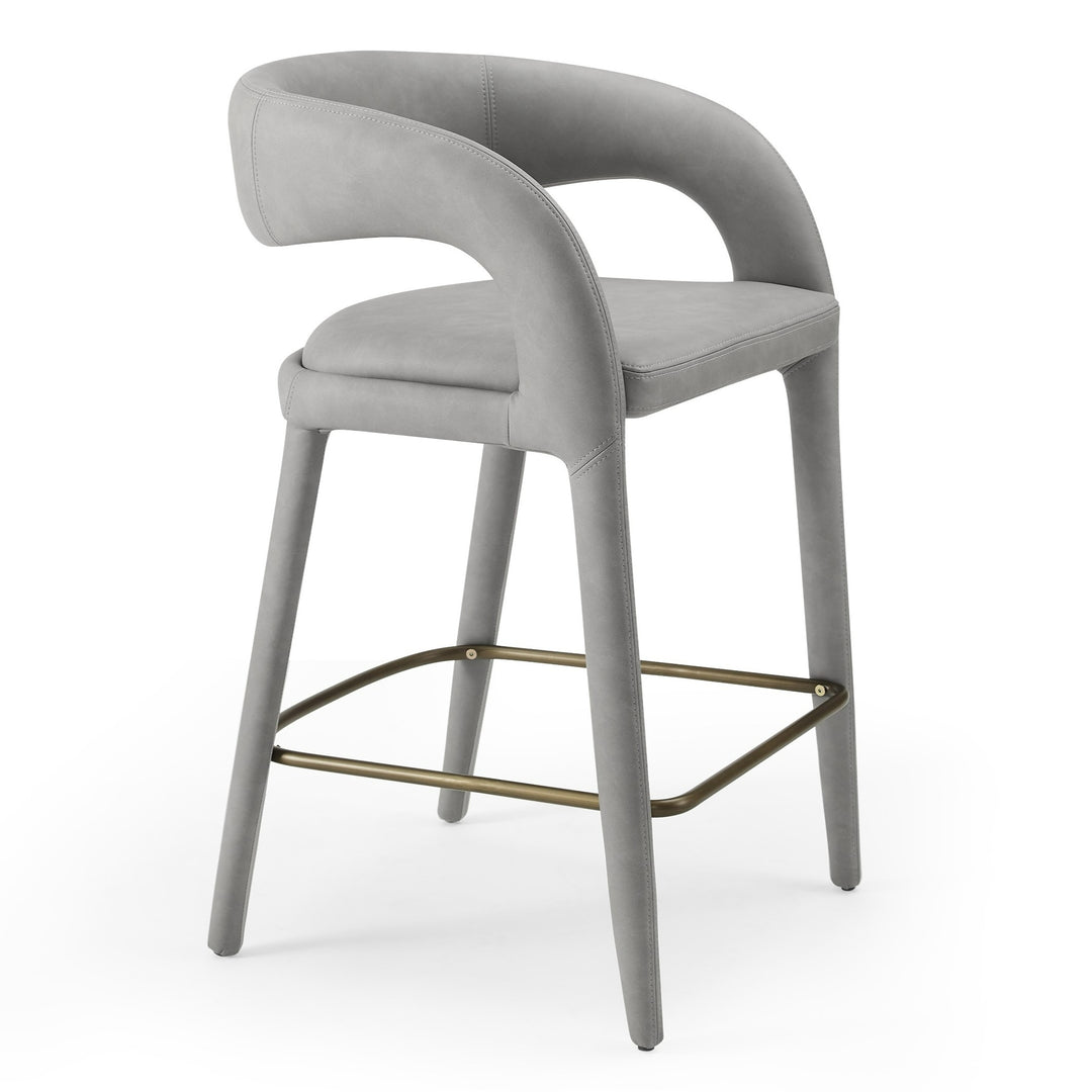 Faerron - Modern Grey Leatherette Counter Chair