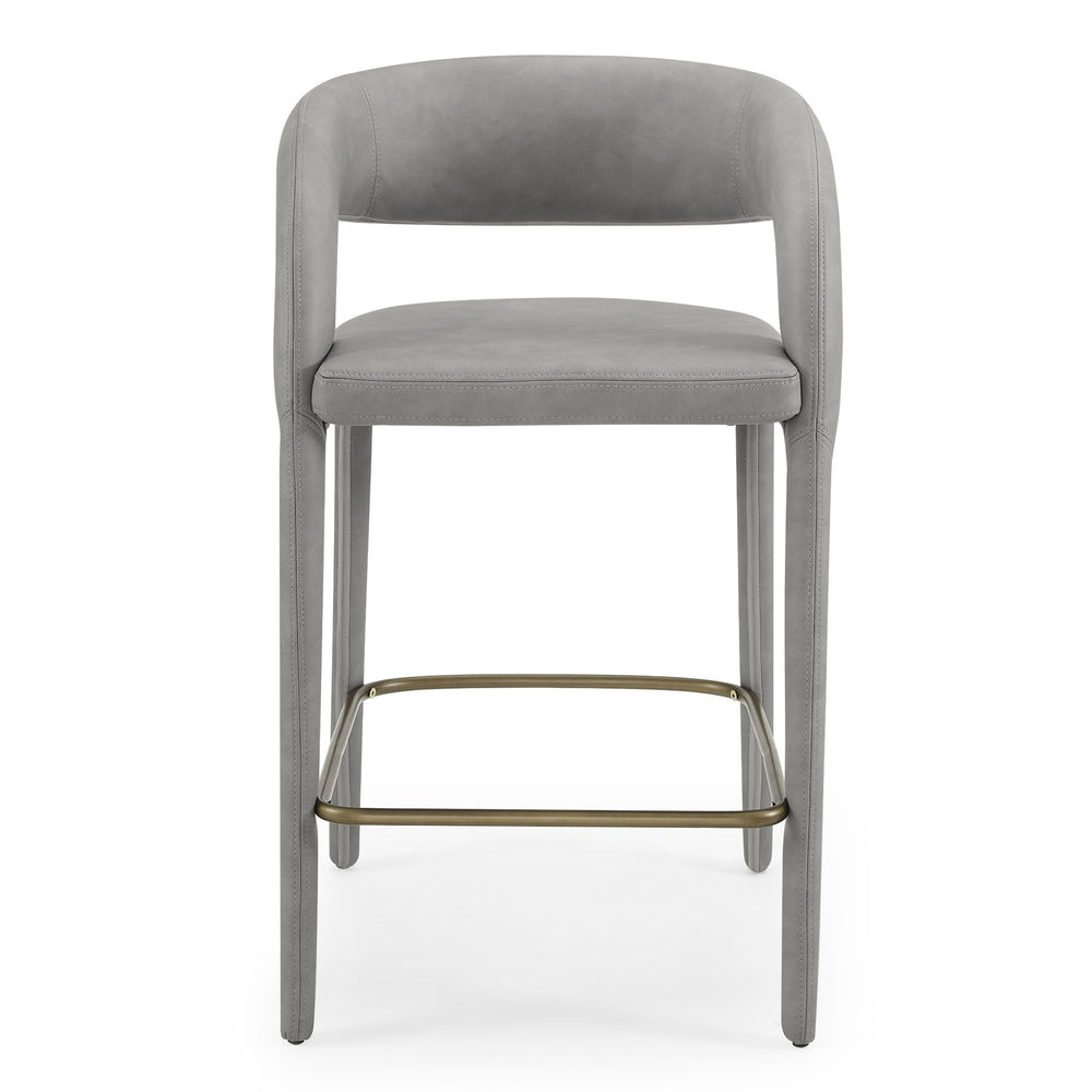 Faerron - Modern Grey Leatherette Counter Chair - View 2