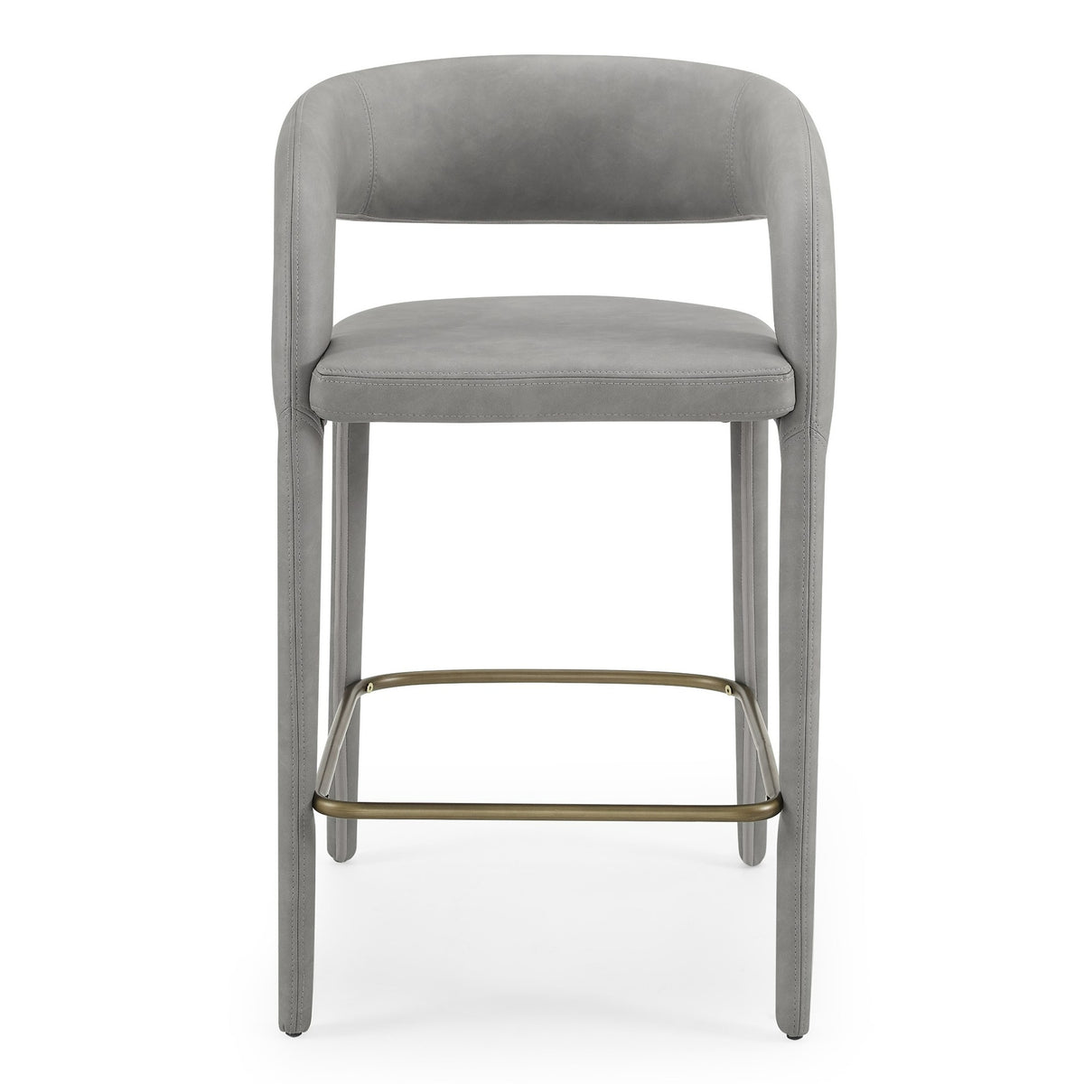 Faerron - Modern Grey Leatherette Counter Chair - View 2