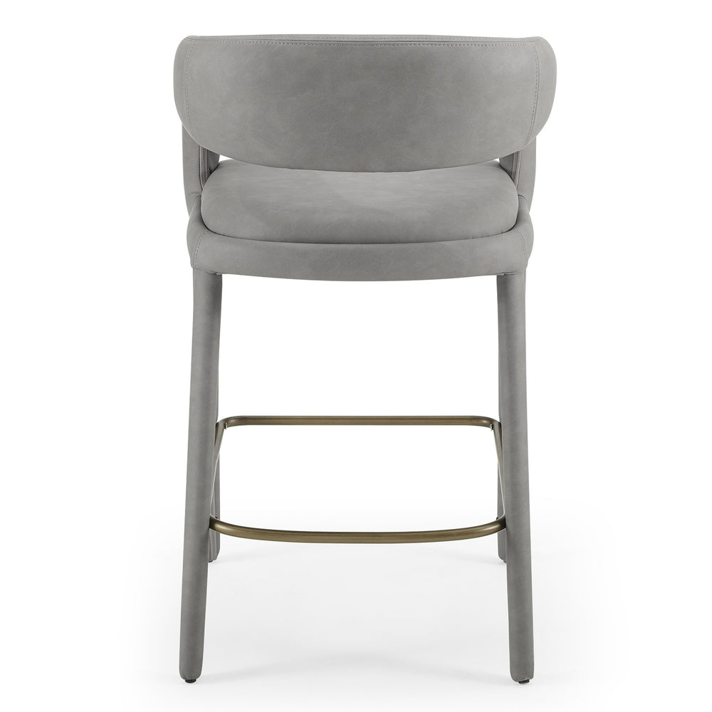 Faerron - Modern Grey Leatherette Counter Chair - View 4