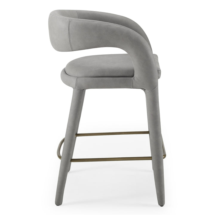 Faerron - Modern Grey Leatherette Counter Chair