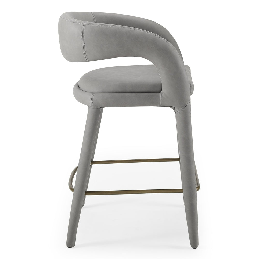Faerron - Modern Grey Leatherette Counter Chair - View 3