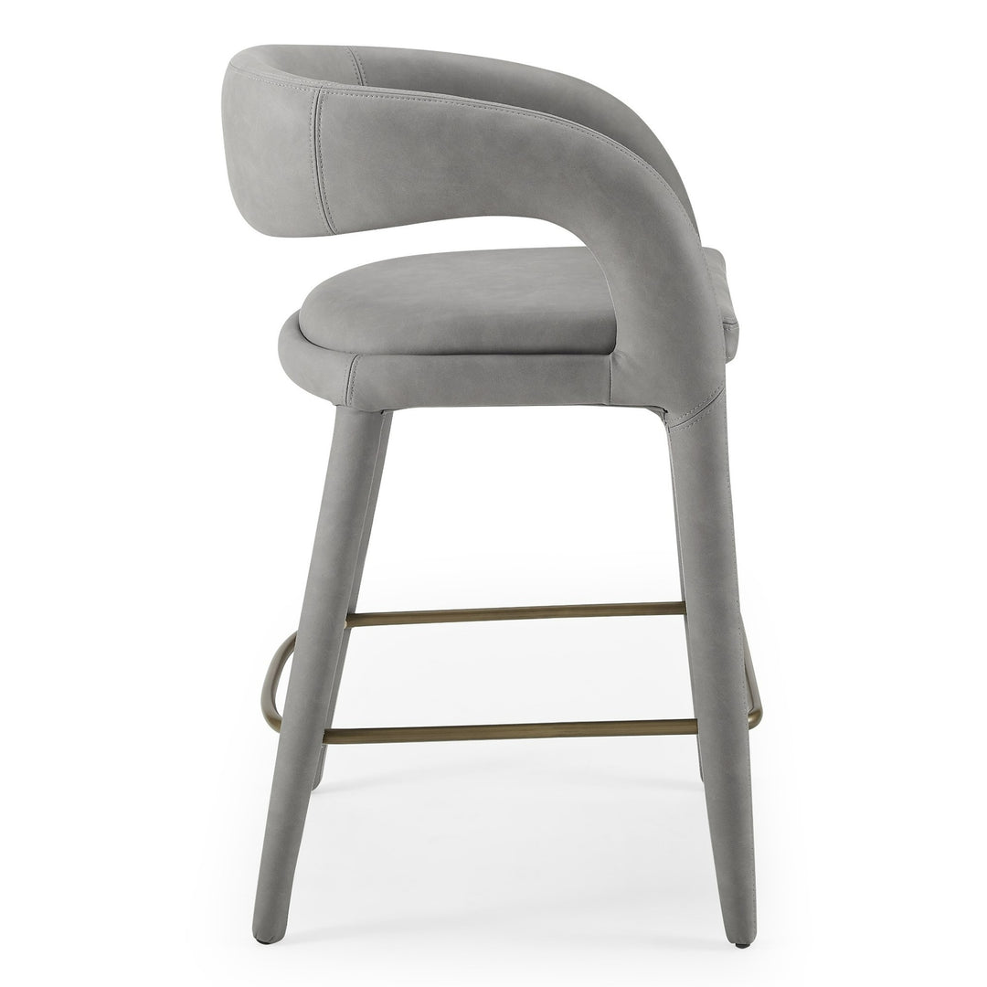 Faerron - Modern Grey Leatherette Counter Chair