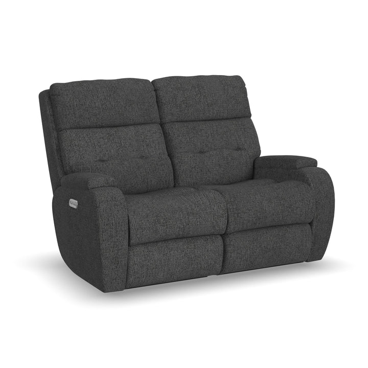 Strait Power Reclining Loveseat With Power Headrests Gray