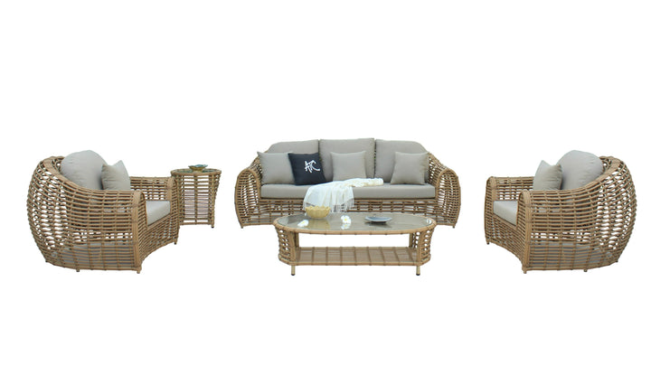 Sandra - Outdoor Beige Wicker End Table