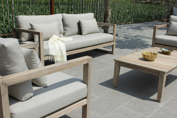 Calm - Outdoor Grey + Acacia Sofa Set