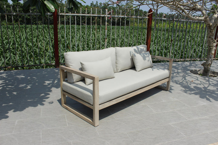 Calm - Outdoor Grey + Acacia Sofa Set