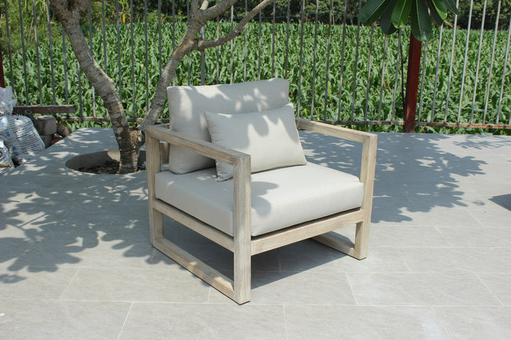 Calm - Outdoor Grey + Acacia Sofa Set