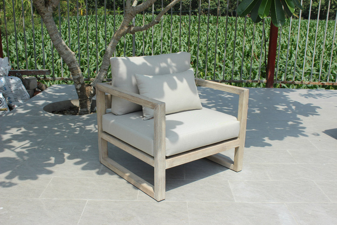 Calm - Outdoor Grey + Acacia Sofa Set