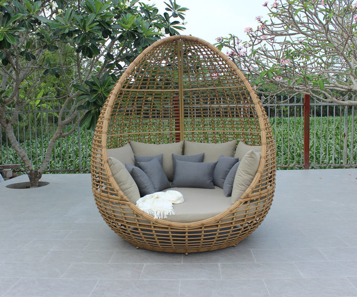 Cocoon - Outdoor Beige + Wicker Lounge Bed