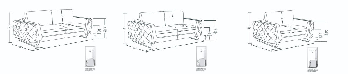 DivanItalia 1050 3-Piece Sofa Set in Top-Grain Italian Leather - Beige