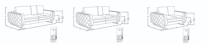 DivanItalia 1050 3-Piece Sofa Set in Top-Grain Italian Leather - Beige