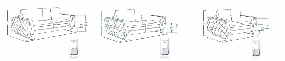 DivanItalia 1050 3-Piece Sofa Set in Top-Grain Italian Leather - Beige