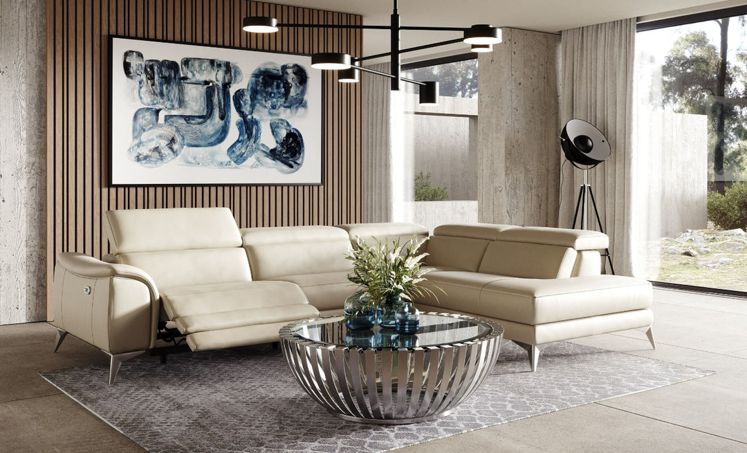 Monte Carlo - Italian Modern Cappuccino Leather Right Facing Sectional Sofa