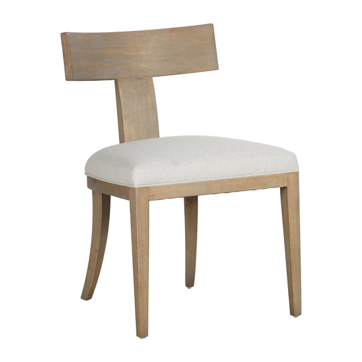 Fabien - Mid-Century Modern Beige Linen  Wood Dining Chair 