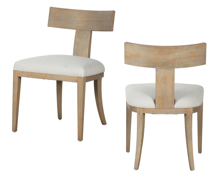 Fabien  Mid-Century Modern Beige Linen + Wood Dining Chair (Set of 2)