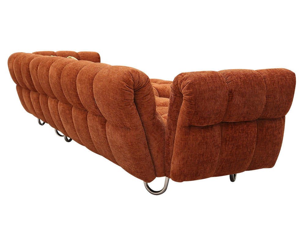 Jacinda - Modern Burnt Orange Fabric Left Facing Sectional Sofa + 2 Yellow Pillows