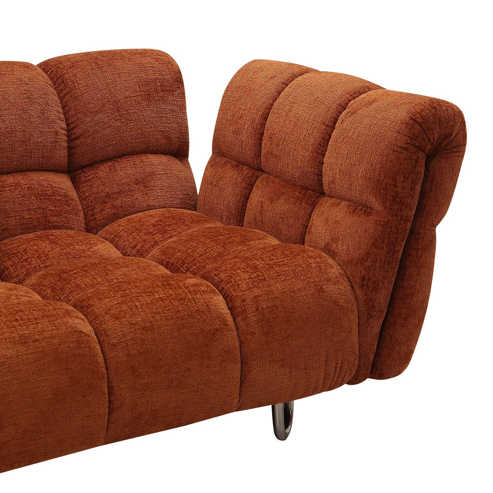 Jacinda - Modern Burnt Orange Fabric Left Facing Sectional Sofa + 2 Yellow Pillows