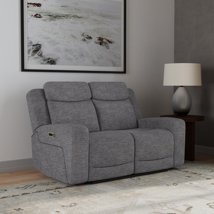 Ridge Power Reclining Loveseat With Power Headrests &amp; Lumbar Granite
