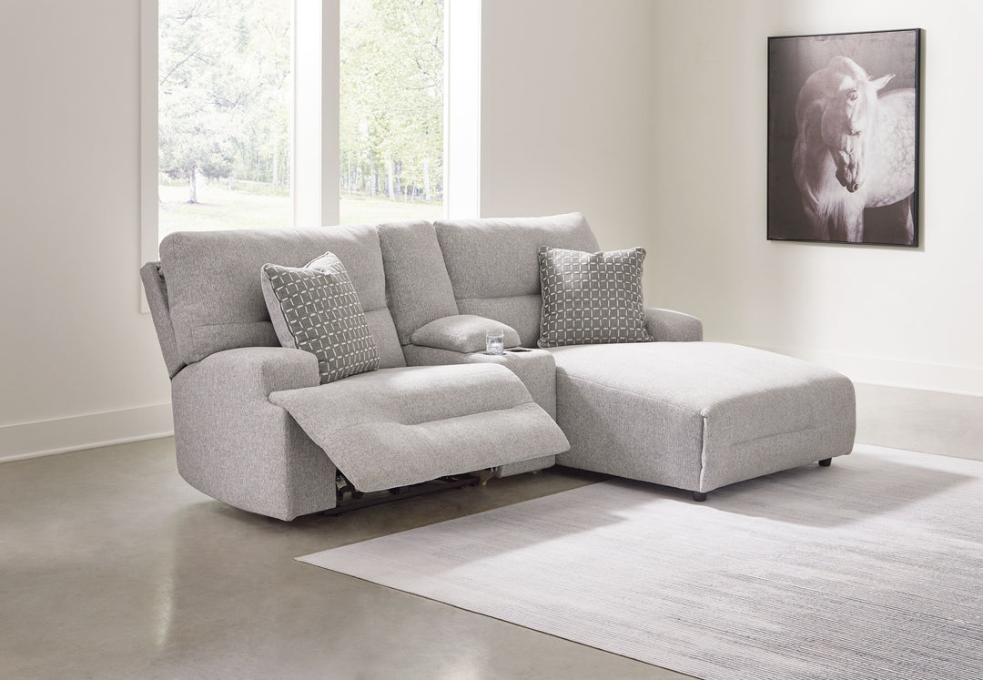 Acklen Place - 3-Piece Power Reclining Sectional Sofa With Raf Chaise - Pewter by Ashley Furniture product image
