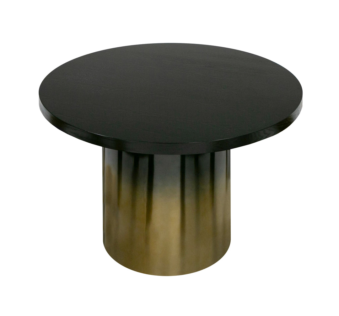 Elmira  Glam Black Ash + Gradient Stainless Steel Round Dining Table