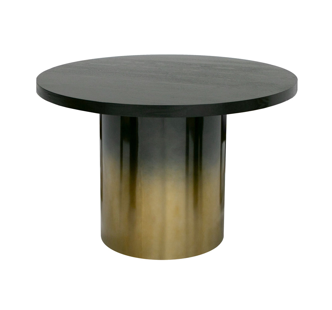 Elmira  Glam Black Ash + Gradient Stainless Steel Round Dining Table