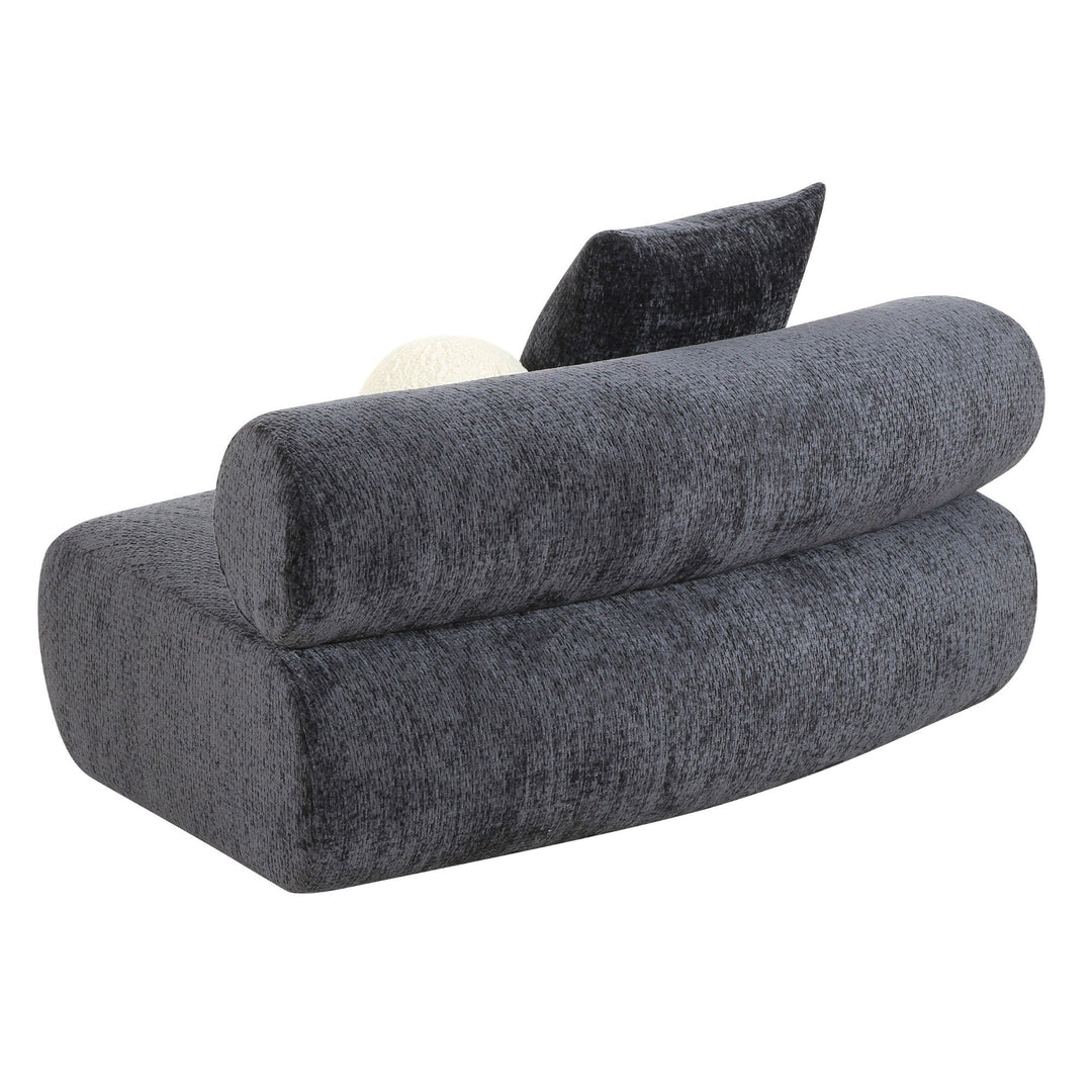 Simpson - Contemporary Dark Grey Fabric Curved Modular Armless Seat with Throw Pillows