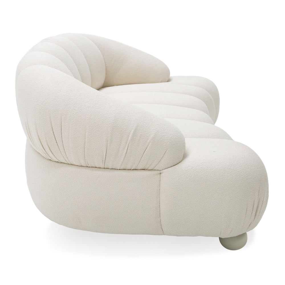Duran - Contemporary White Fabric Loveseat Sofa - View 3