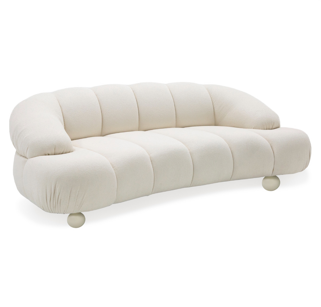 Duran - Contemporary White Fabric Loveseat Sofa