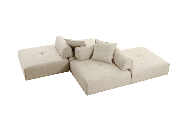 Mondo - Modern Modular Beige Fabric Armless Seat