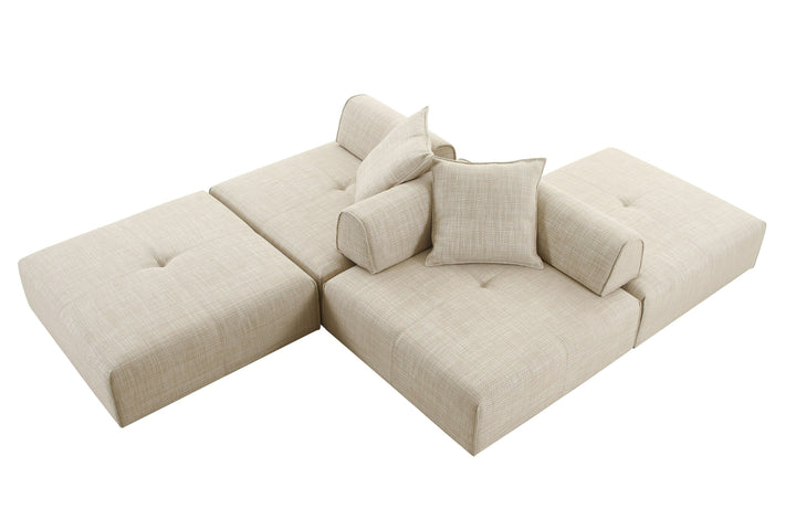 Mondo - Modern Modular Beige Fabric Armless Seat