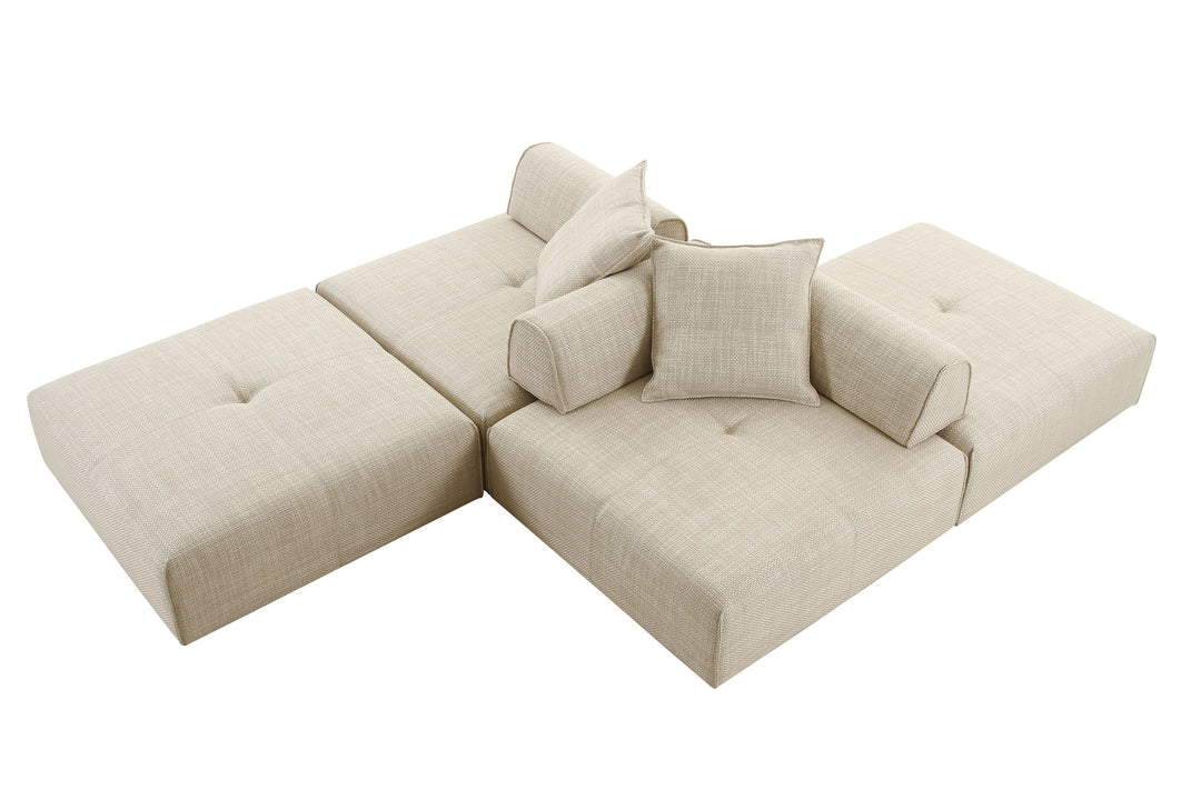 Mondo - Modern Modular Beige Fabric Armless Seat