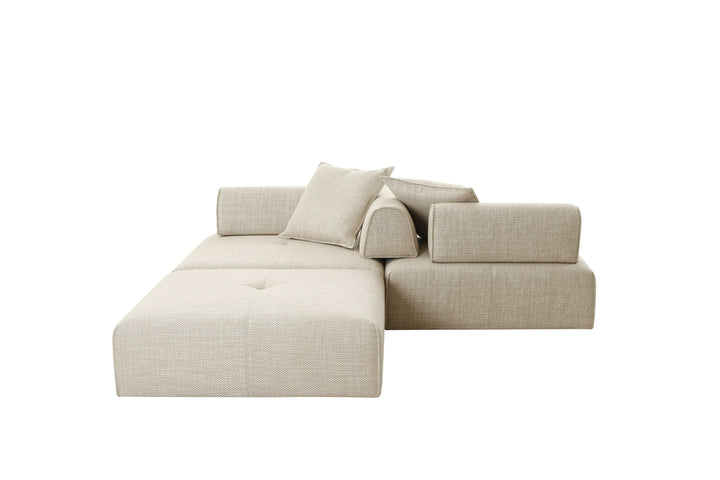 Mondo - Modern Modular Beige Fabric Armless Seat